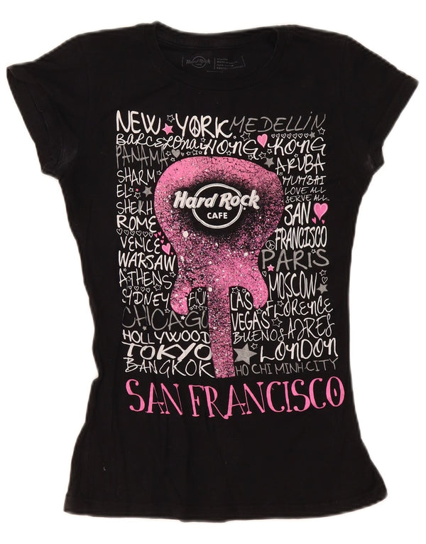 Hard Rock Cafe Girls Graphic T-Shirt Top 13-14 Years Medium Black