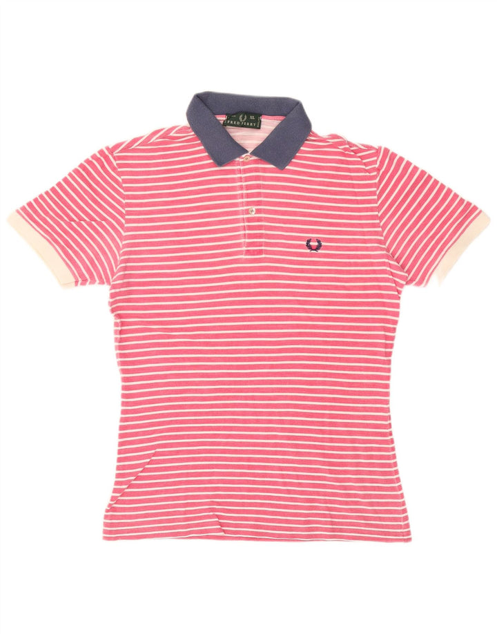 Fred Perry Ανδρικό μπλουζάκι ράγκμπι πόλο XL ροζ ριγέ