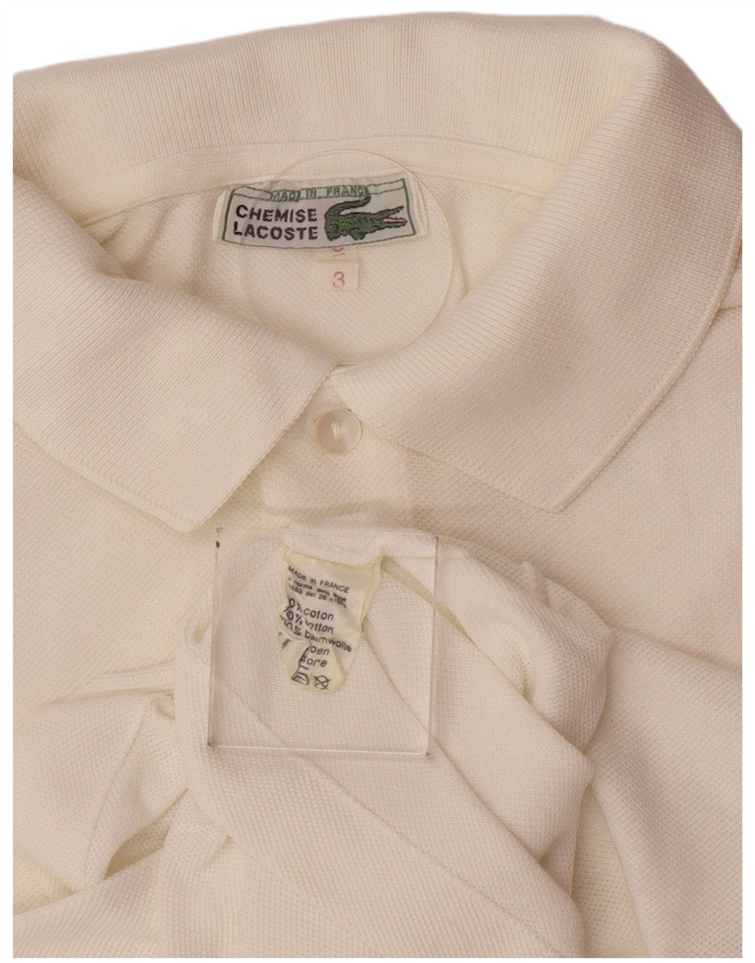Ανδρικό πουκάμισο πόλο Lacoste, μέγεθος 3, μικρό λευκό βαμβακερό