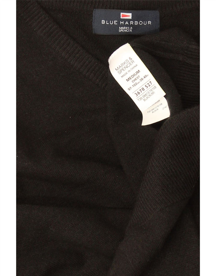 Ανδρικό πουλόβερ Marks & Spencer Blue Harbor με λαιμόκοψη με λαιμόκοψη μεσαίο μαύρο
