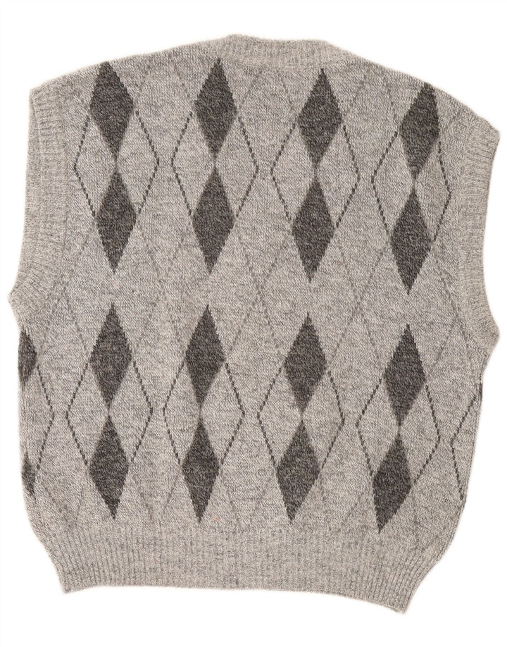 Vintage ανδρικό γιλέκο Tank Top Large Grey Argyle/Diamond
