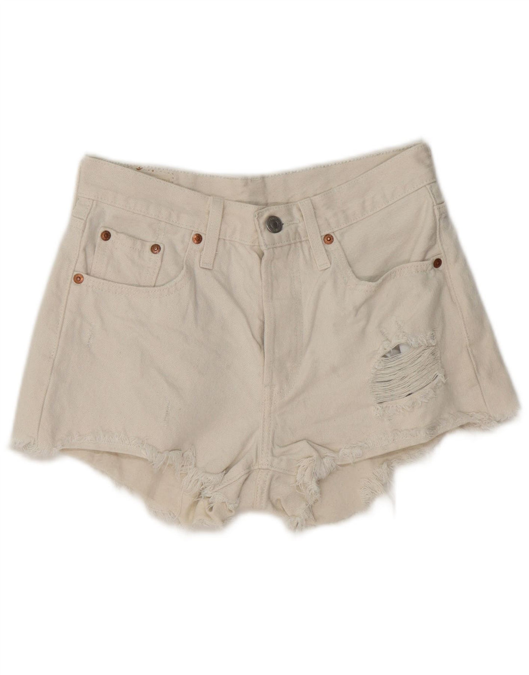 Γυναικείο τζιν σορτς Levi's Distressed W25 XS Λευκό βαμβακερό