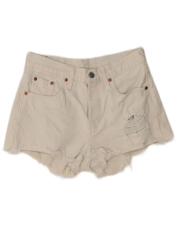 Γυναικείο τζιν σορτς Levi's Distressed W25 XS Λευκό βαμβακερό
