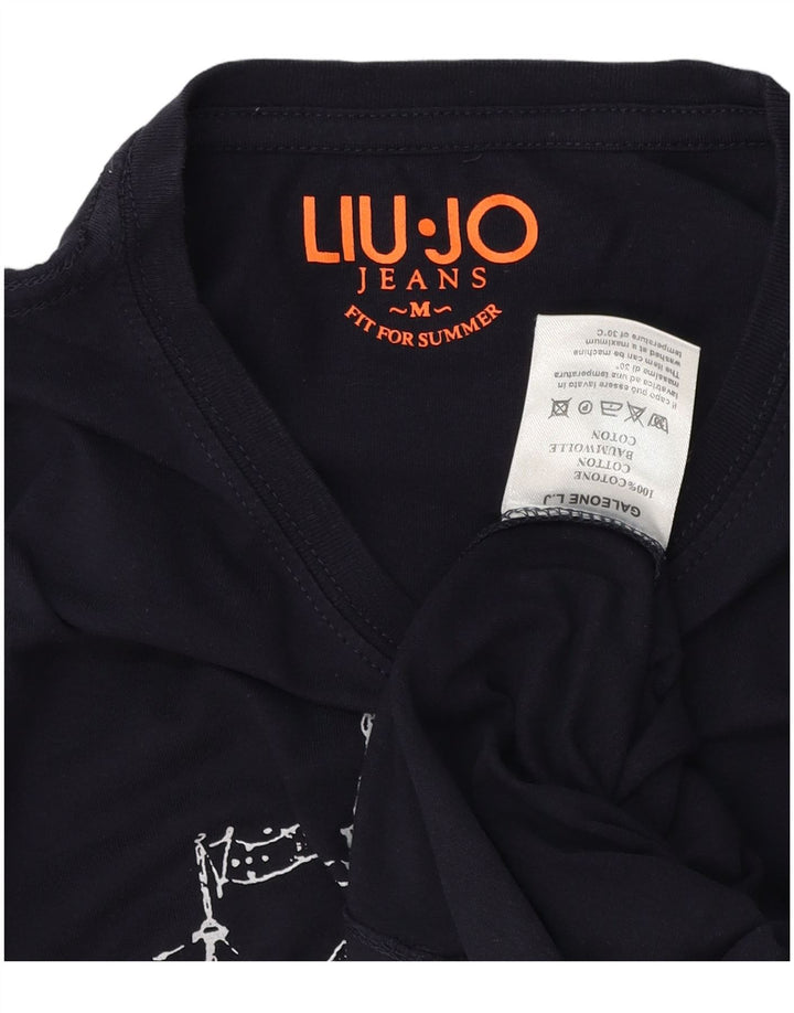Ανδρικό γραφικό T-Shirt Liu Jo Ανδρικό Μπλουζάκι από μεσαίο μπλε βαμβακερό