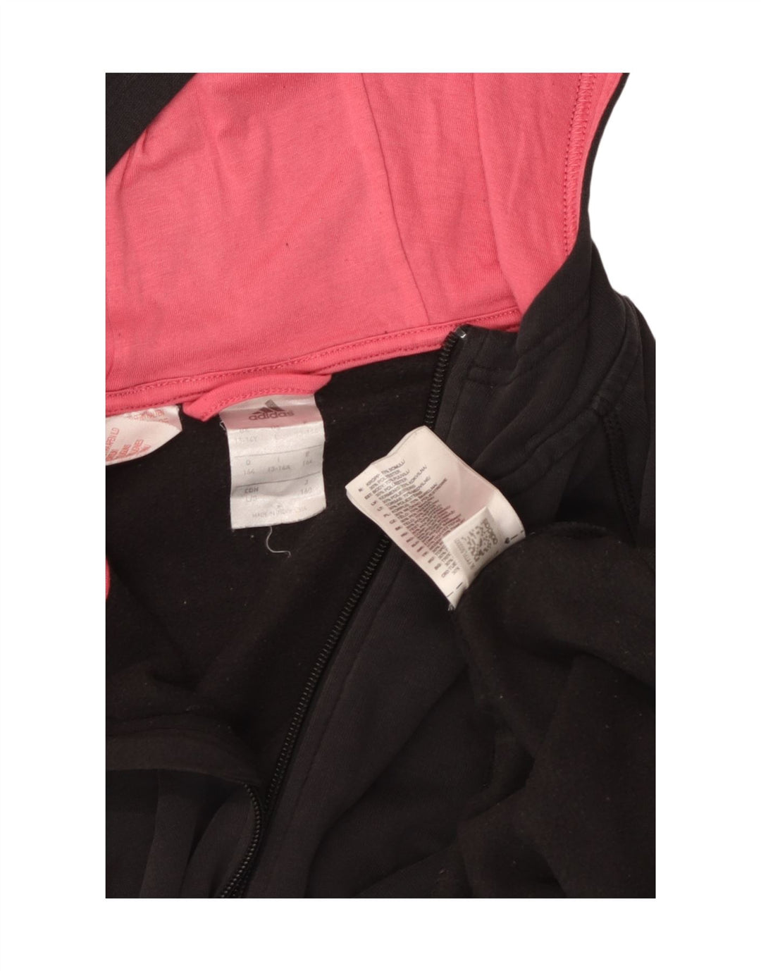 Γραφικό πουλόβερ με κουκούλα ADIDAS για κορίτσια 13-14 ετών μαύρο βαμβακερό