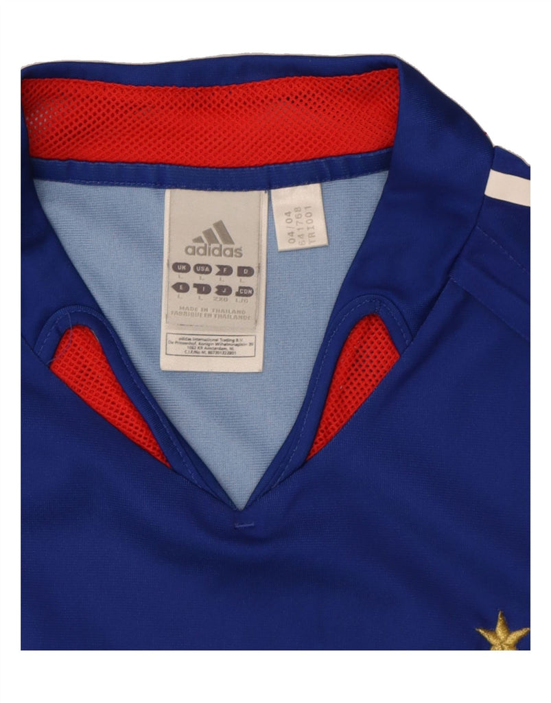 ADIDAS Mens France 2004-2006 Home Football Shirt Large Blue Colourblock Vintage Adidas and Second-Hand Adidas from Messina Hembry 