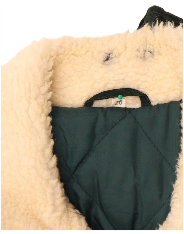 Vintage Ανδρικό Suede Jacket UK 42 XL Χακί γεωμετρικό μαλλί