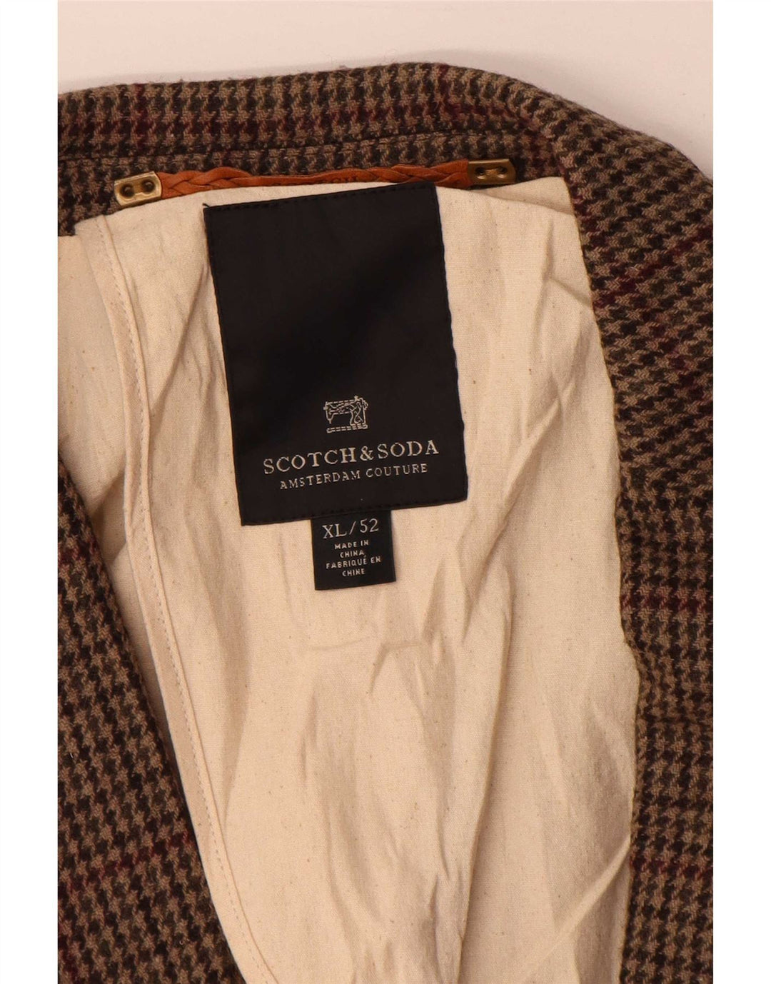 Scotch & Soda Ανδρικό σακάκι με 2 κουμπιά σακάκι IT 52 XL Καφέ μαλλί Houndstooth