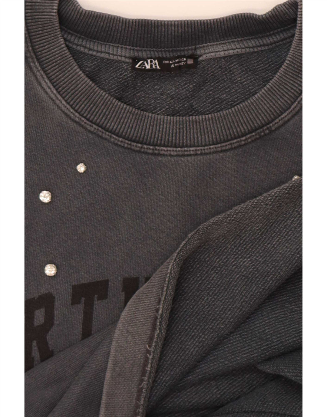 Zara Γυναικεία Φούτερ με γραφικά υπερμεγέθη Jumper UK 14 Medium Grey