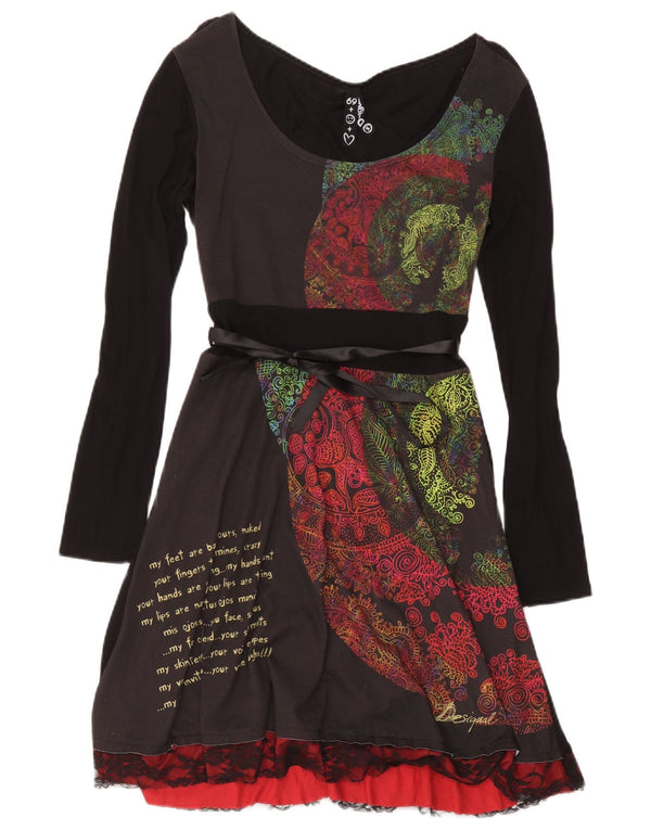 Desigual Γυναικείο μακρυμάνικο φόρεμα A-Line UK 8 Small Black Paisley