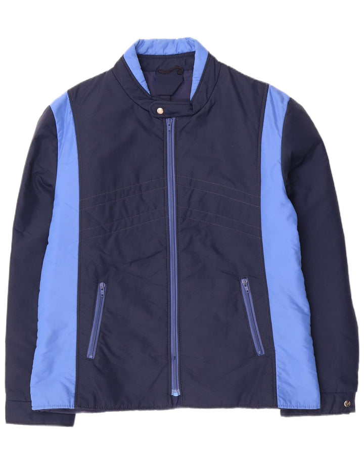 Vintage ανδρικό τζάκετ αντιανεμικό UK 40 Large Navy Blue Colorblock Πολυαμίδιο