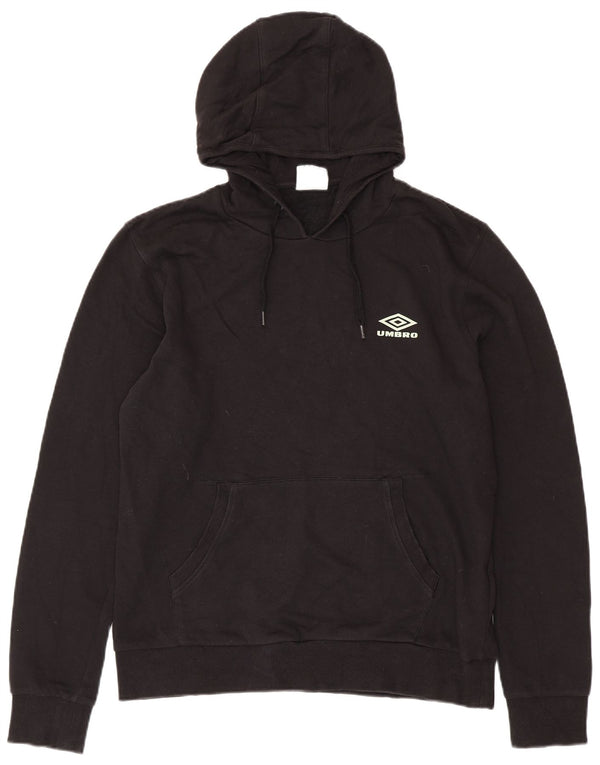 UMBRO Mens Hoodie Jumper Medium Black Cotton