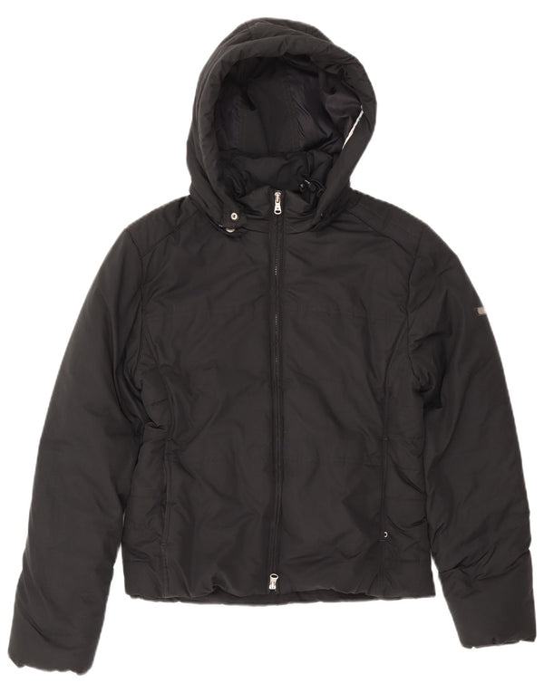 CHAMPION Γυναικείο μπουφάν με κουκούλα με επένδυση UK 14 Μεσαίο μαύρο πολυεστέρα