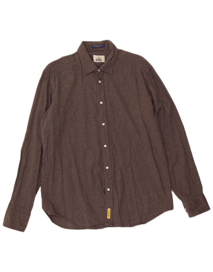 B.D. BAGGIES Ανδρικό πουκάμισο με κανονική εφαρμογή φανελένιο μεγάλο καφέ