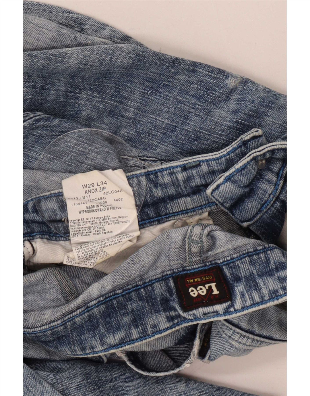Lee Mens Knox Distressed Straight Jeans W29 L30 Blue Cotton