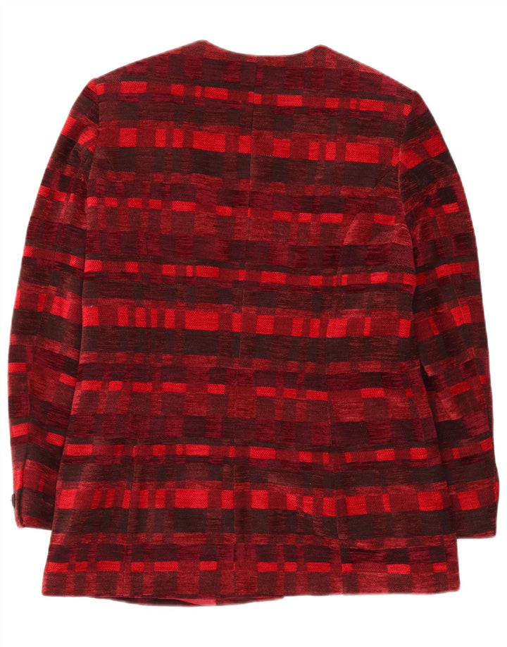DEVERNOIS PARIS Γυναικείο σακάκι με 5 κουμπιά blazer UK 12 μεσαίο κόκκινο γεωμετρικό