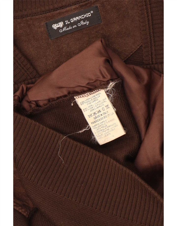 Ανδρικό πουλόβερ Il Granchio Suede Cardigan Μεγάλο Καφέ Μαλλί