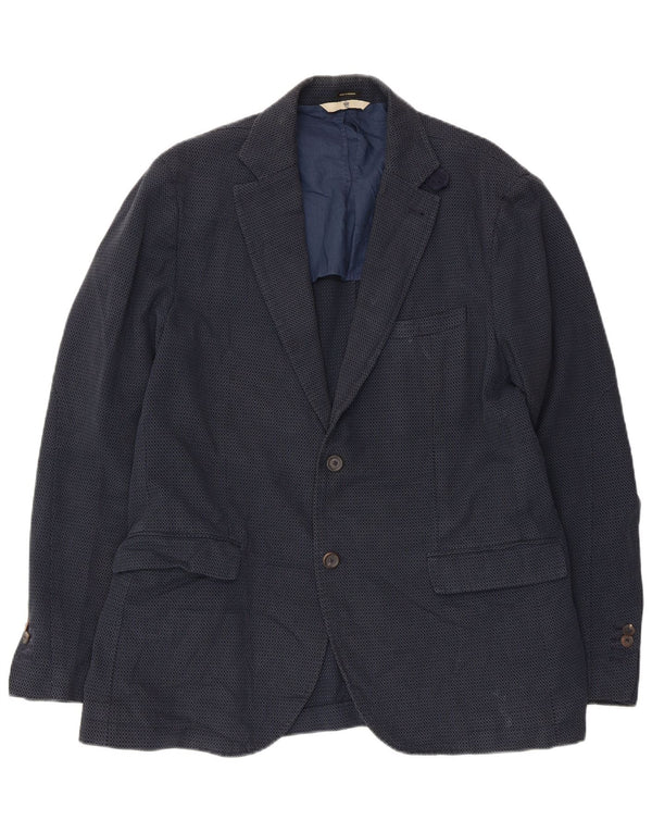 Massimo Dutti Ανδρικό σακάκι μπλέιζερ με 2 κουμπιά EU 52 Large Navy Blue Geometric