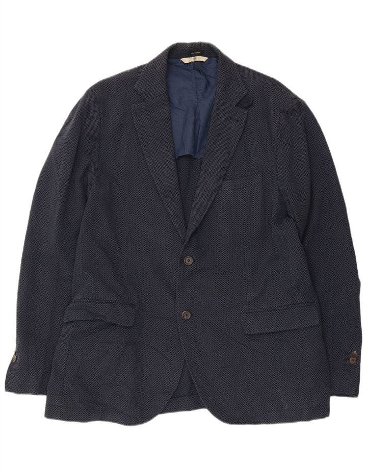 Massimo Dutti Ανδρικό σακάκι μπλέιζερ με 2 κουμπιά EU 52 Large Navy Blue Geometric