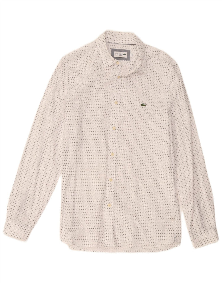 Ανδρικό πουκάμισο Lacoste Slim Fit Μέγεθος 39 Βαμβακερό μέτριο λευκό με στίγματα