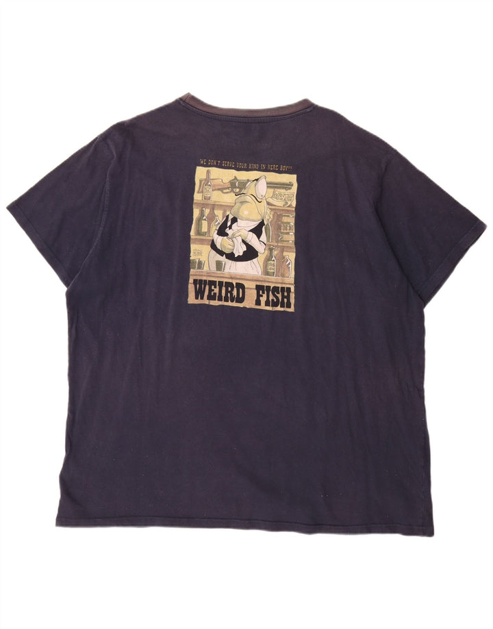 WEIRD FISH Ανδρικό γραφικό T-Shirt Top 3XL Navy Blue Cotton