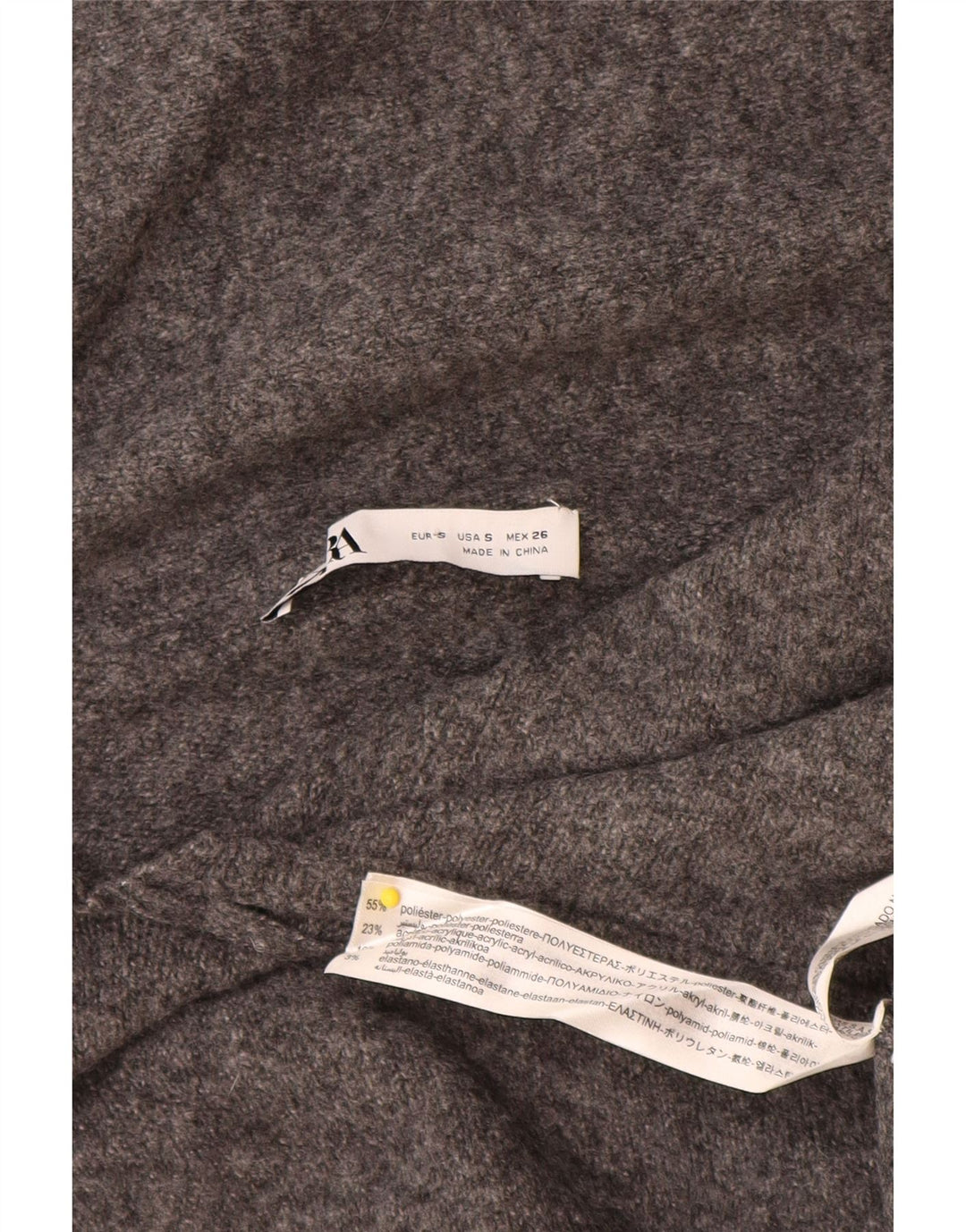 Zara γυναικείο πουλόβερ με λαιμόκοψη μεγάλου μεγέθους UK 10 Small Grey Polyester