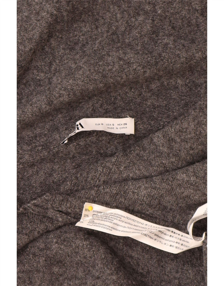 Zara γυναικείο πουλόβερ με λαιμόκοψη μεγάλου μεγέθους UK 10 Small Grey Polyester