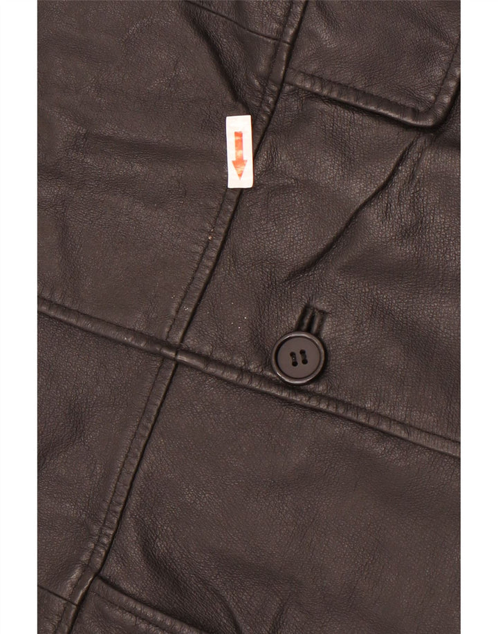 Vintage Ανδρικό Δερμάτινο Σακάκι Μπλέιζερ με 3 Κουμπιά UK 38 Μεσαίο Μαύρο Δερμάτινο