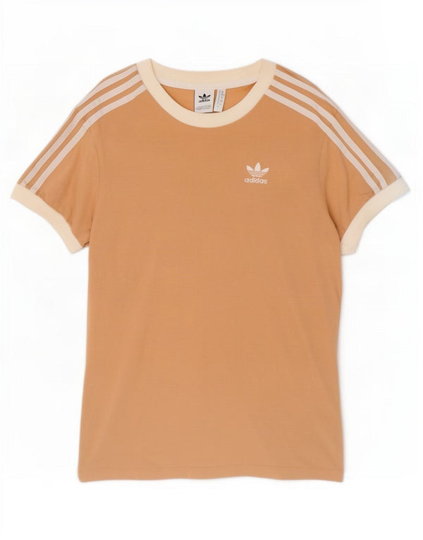 Adidas Γυναικείο T-Shirt Top UK 6 XS Μπεζ βαμβακερό