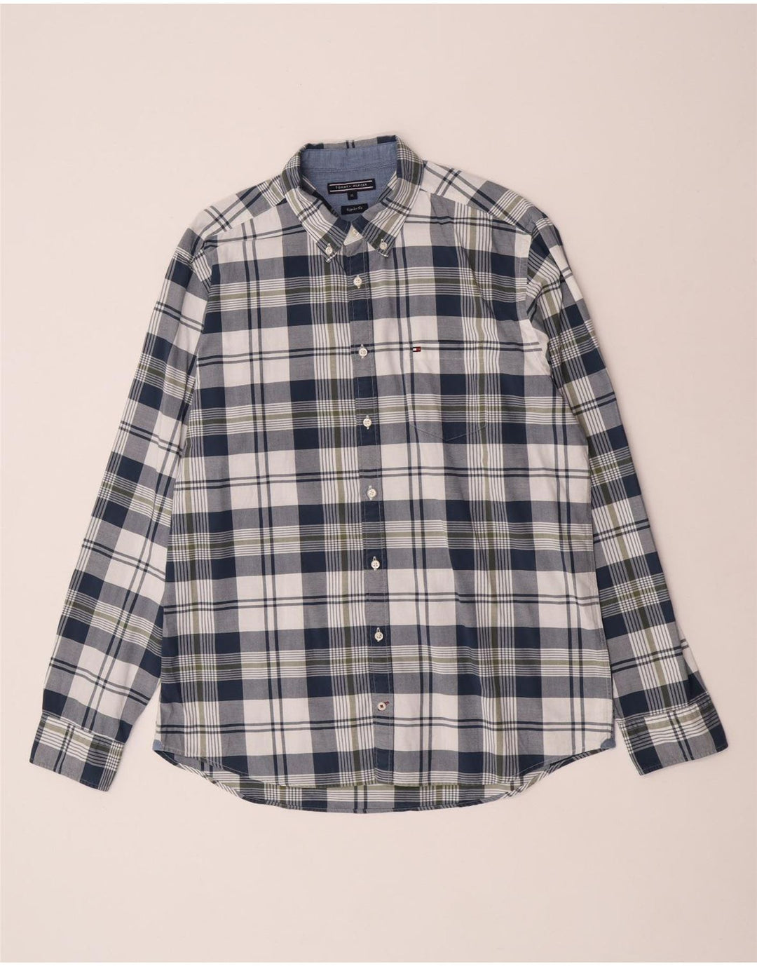 Tommy Hilfiger Ανδρικό πουκάμισο με κανονική εφαρμογή XL Navy Blue Check