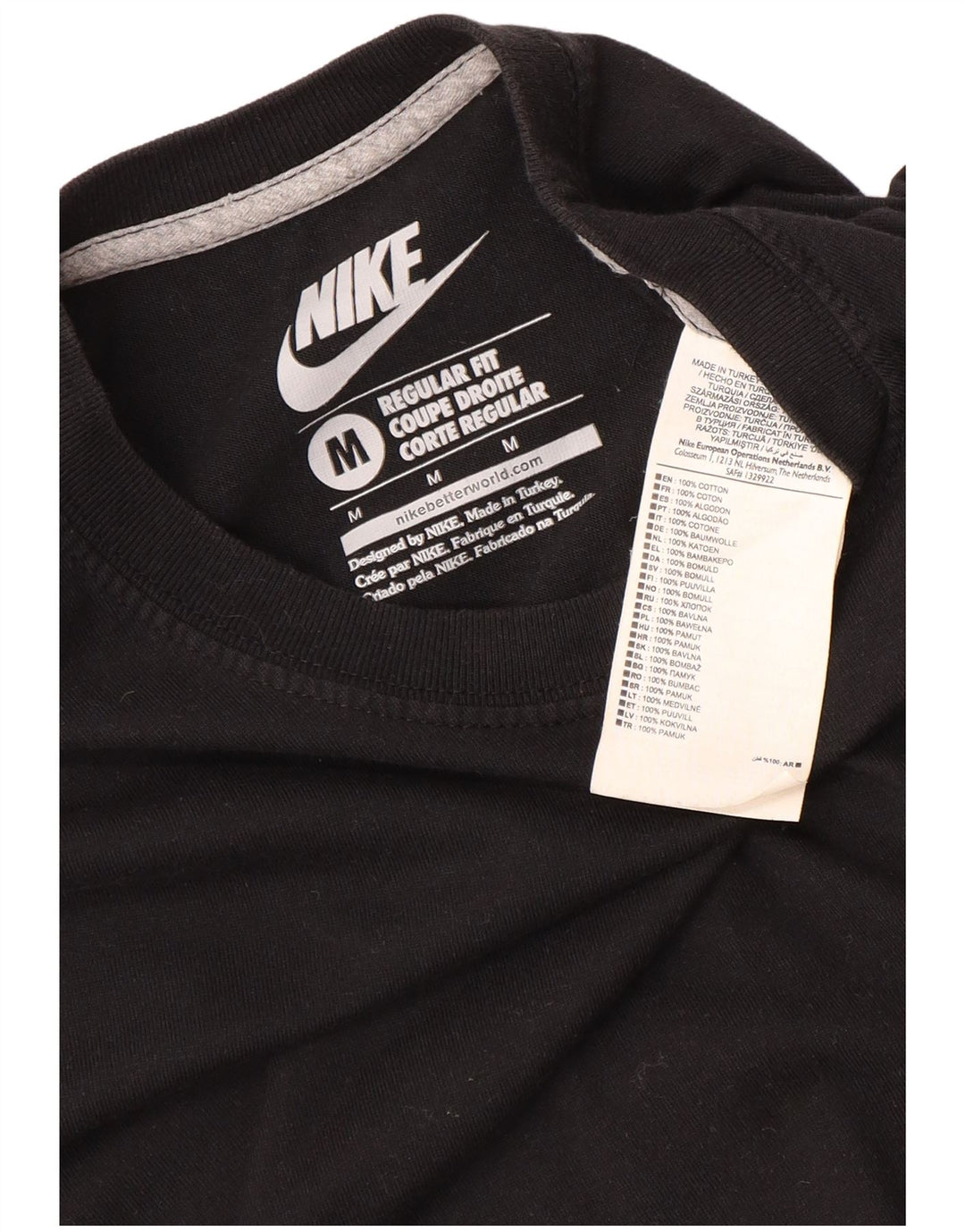 Ανδρικό μπλουζάκι NIKE με κανονική εφαρμογή, μεσαίο μαύρο βαμβακερό
