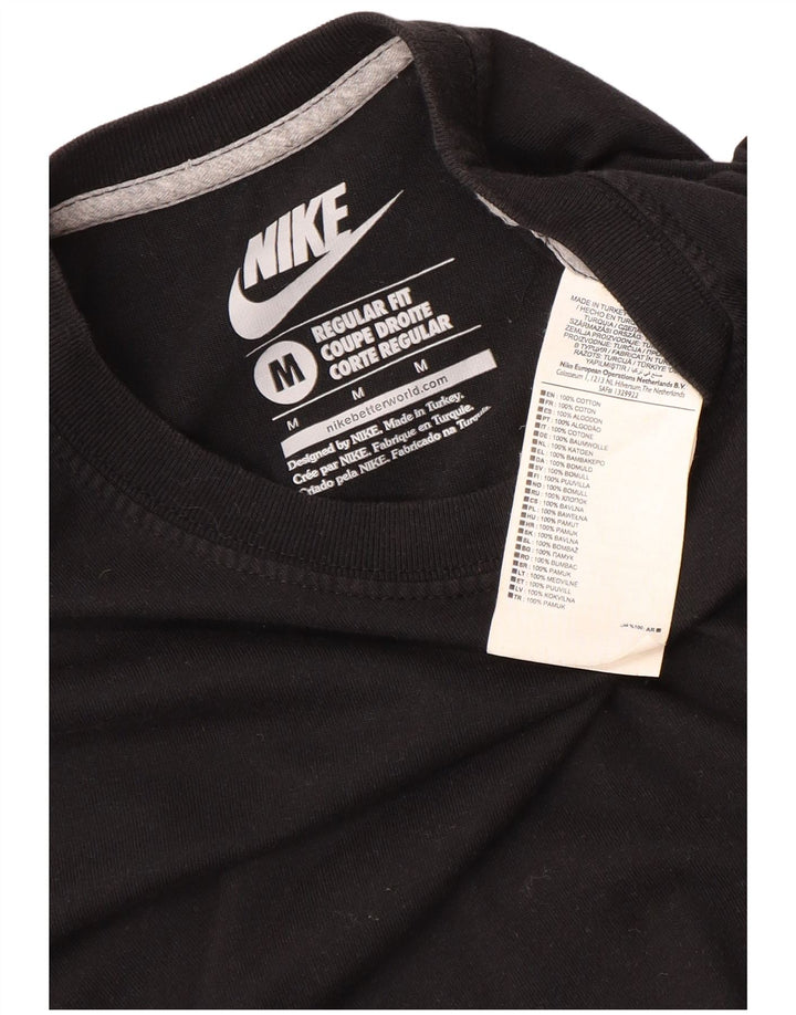 Ανδρικό μπλουζάκι NIKE με κανονική εφαρμογή, μεσαίο μαύρο βαμβακερό
