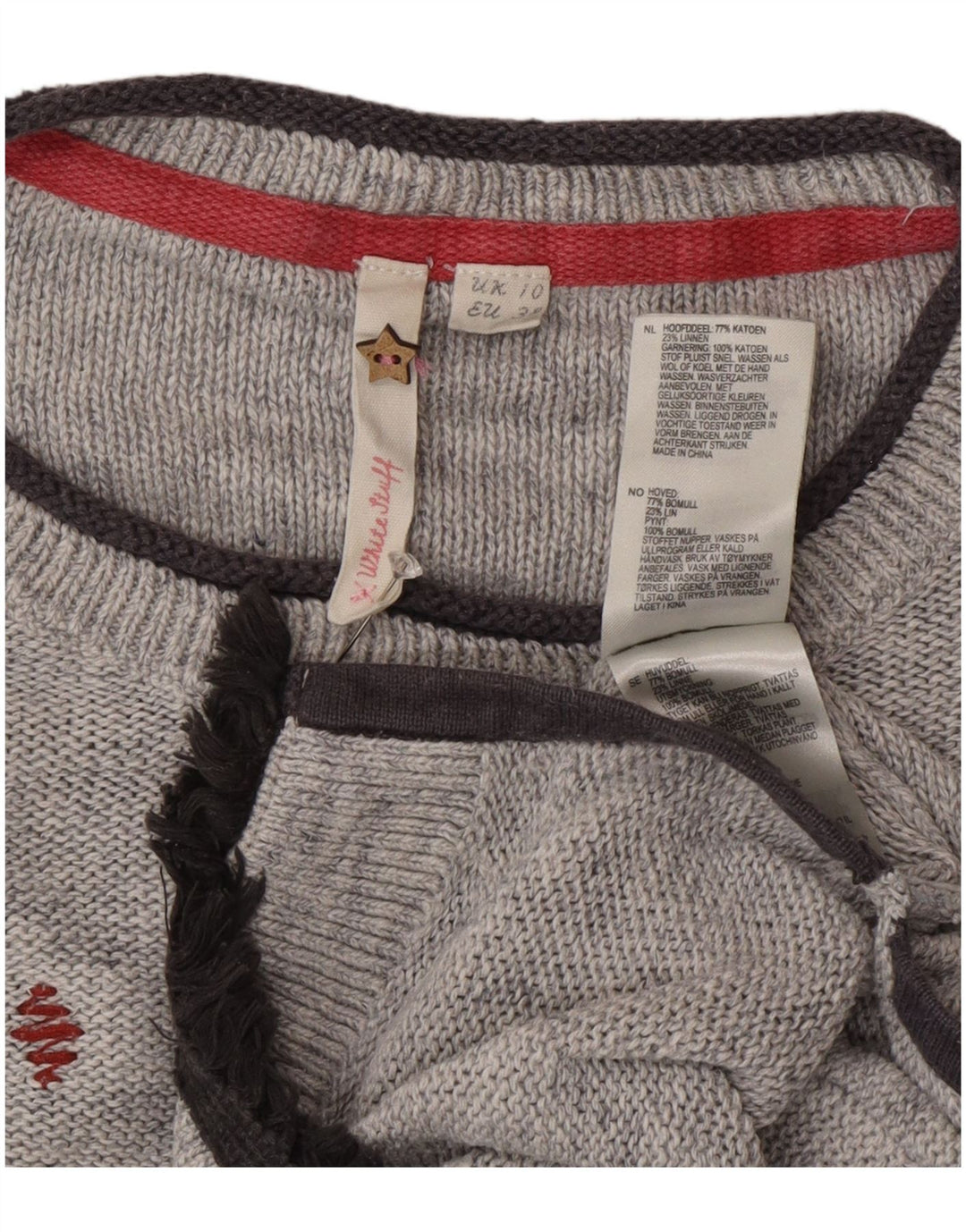White Stuff Γυναικείο πουλόβερ Longline Boat Neck Jumper UK 10 Small Grey