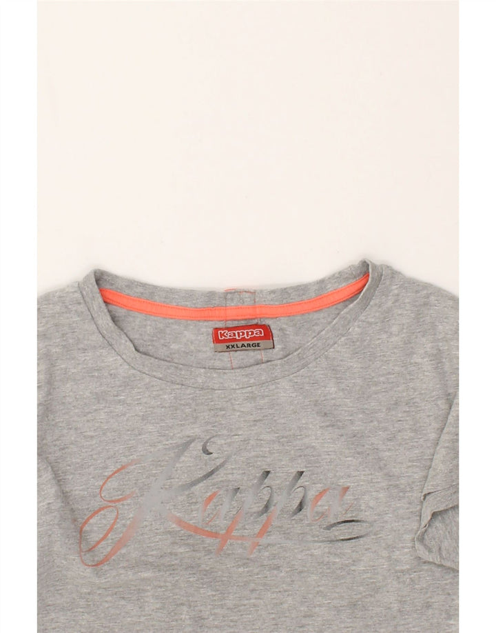 KAPPA Womens Graphic T-Shirt Top UK 20 2XL Grey Cotton | Vintage Kappa | Thrift | Second-Hand Kappa | Used Clothing | Messina Hembry 