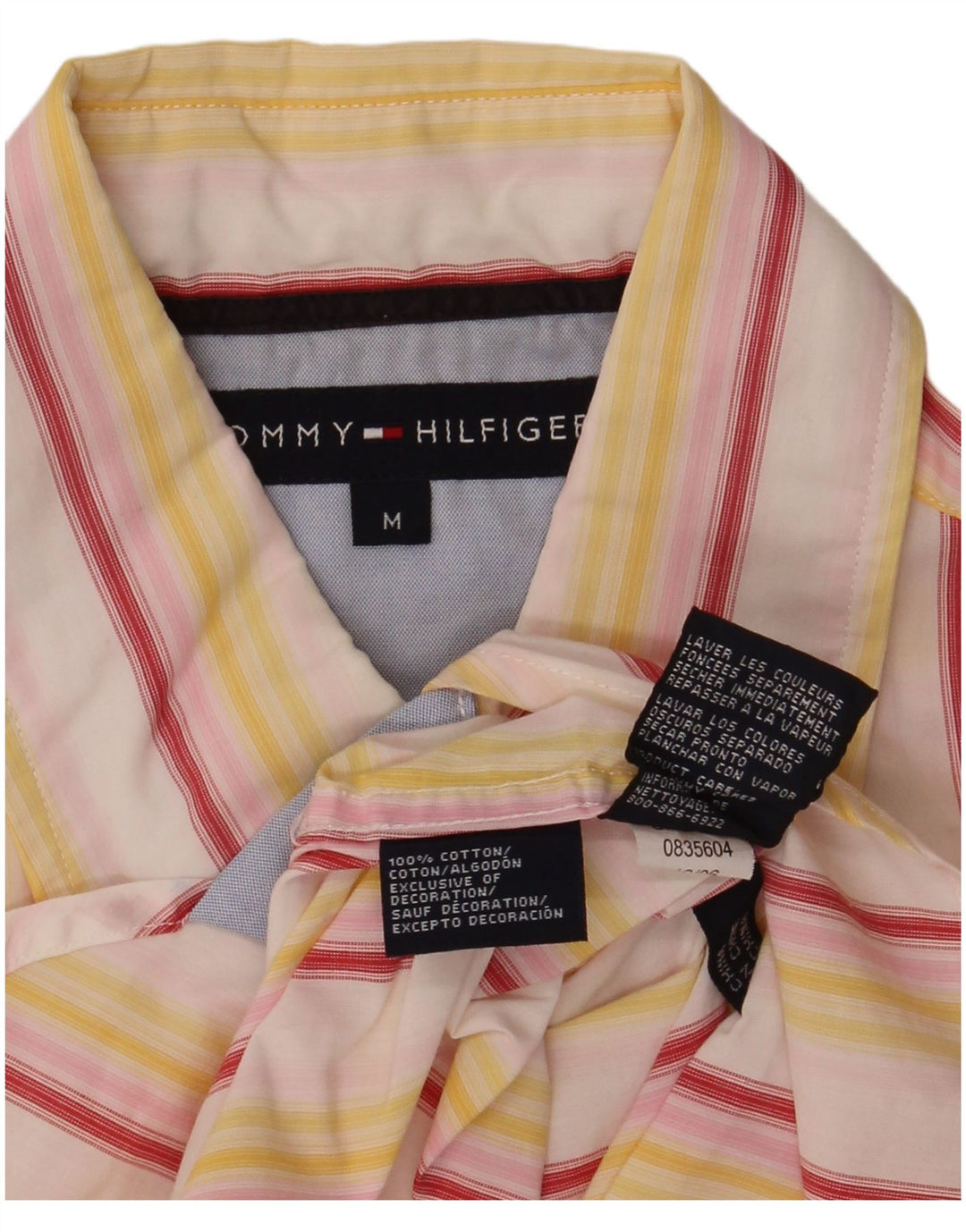 Ανδρικό κοντομάνικο πουκάμισο Tommy Hilfiger Βαμβακερό μεσαίο κίτρινο ριγέ