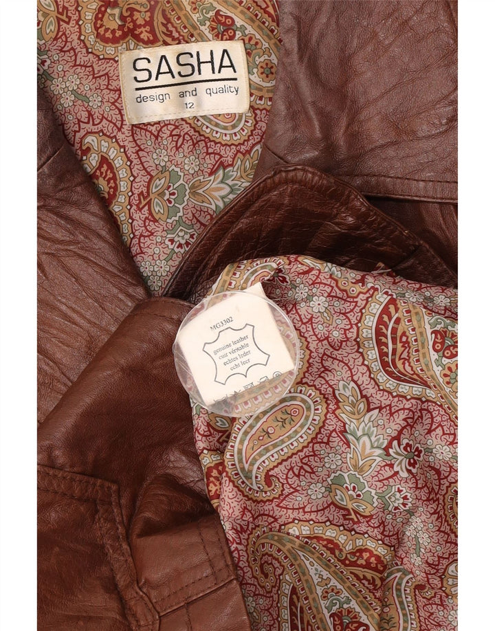 Sasha Γυναικείο δερμάτινο σακάκι 3 κουμπιών UK 12 Medium Brown