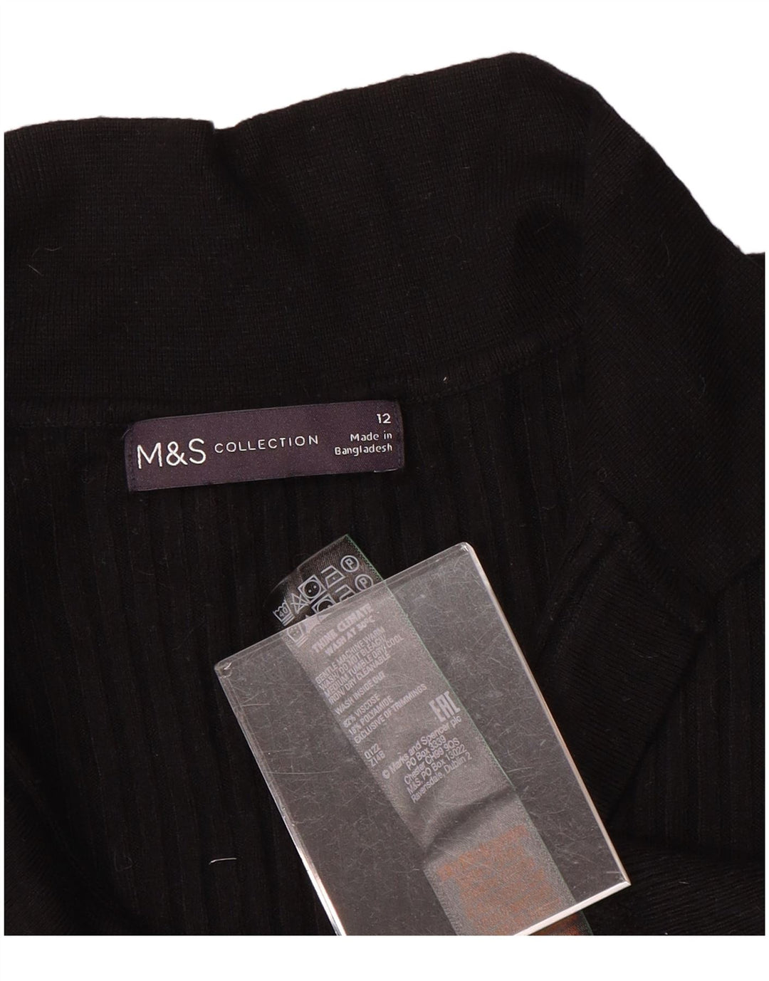 Marks & Spencer Γυναικείο πουλόβερ με λαιμό πόλο UK 12 μεσαία μαύρη βισκόζη
