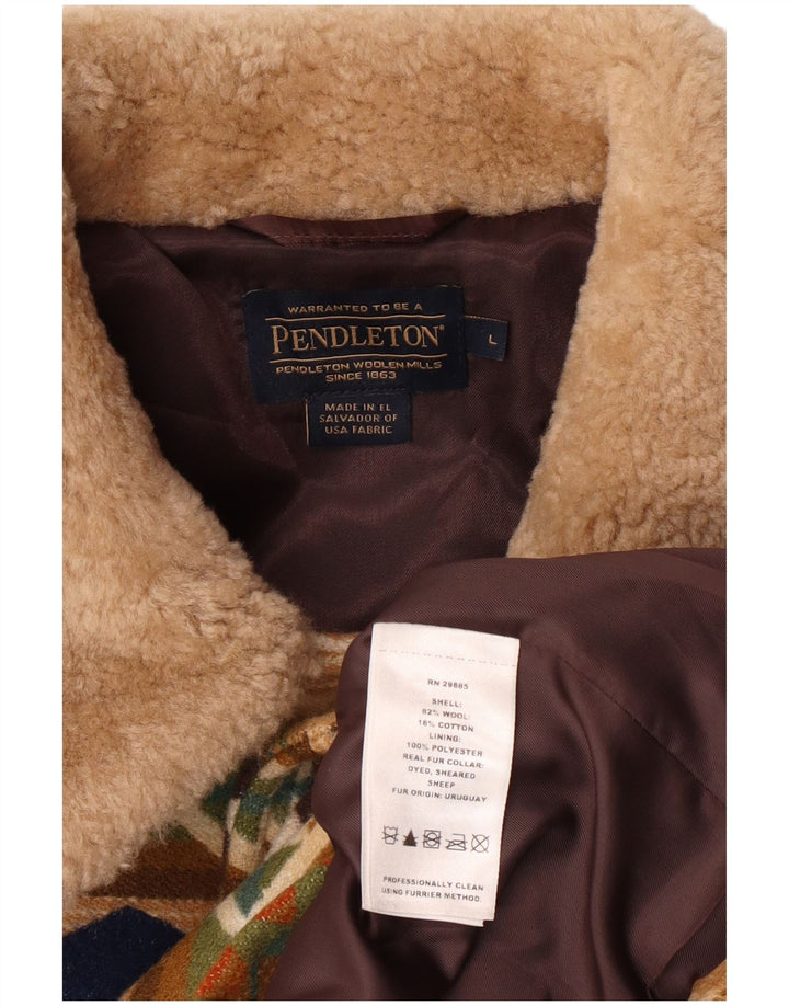 Ανδρικό πανωφόρι Pendleton UK 40 μεγάλο πολύχρωμο γεωμετρικό μαλλί Αζτέκων