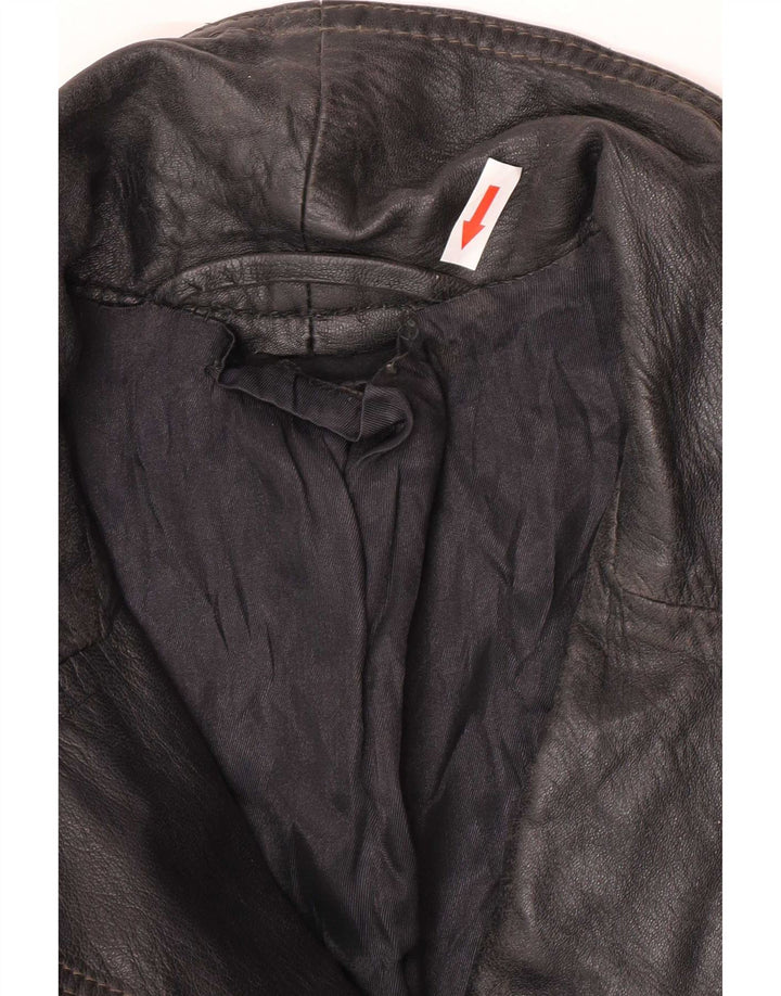 Vintage γυναικείο δερμάτινο σακάκι 3 κουμπιών UK 12 Medium Black