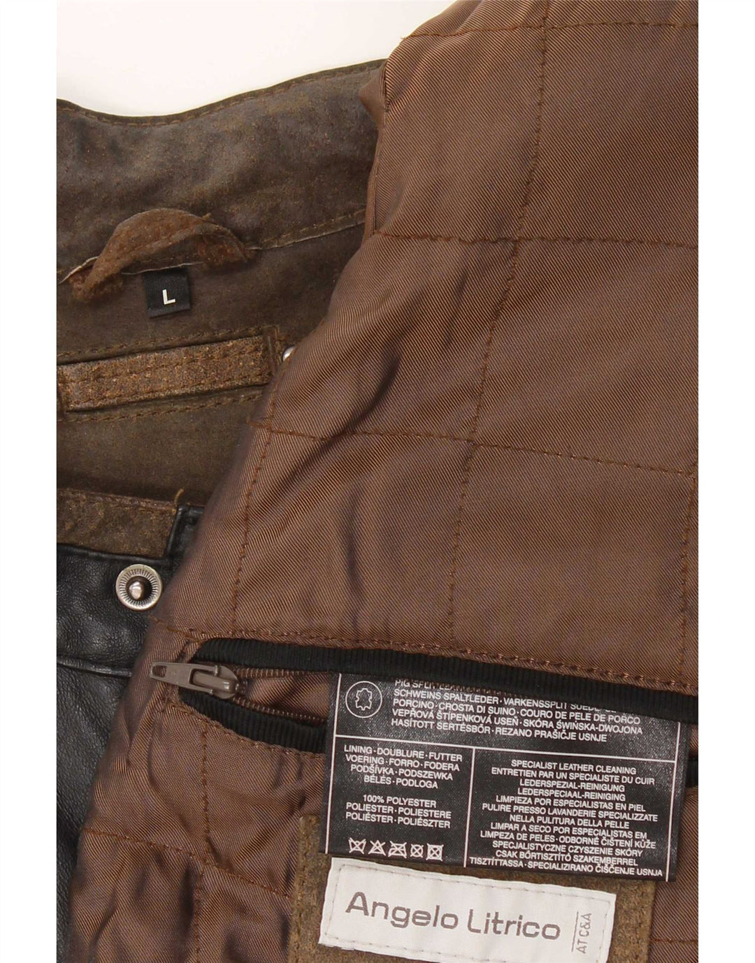 Angelo Litrico Ανδρικό Biker Jacket UK 40 Large Brown Colourblock