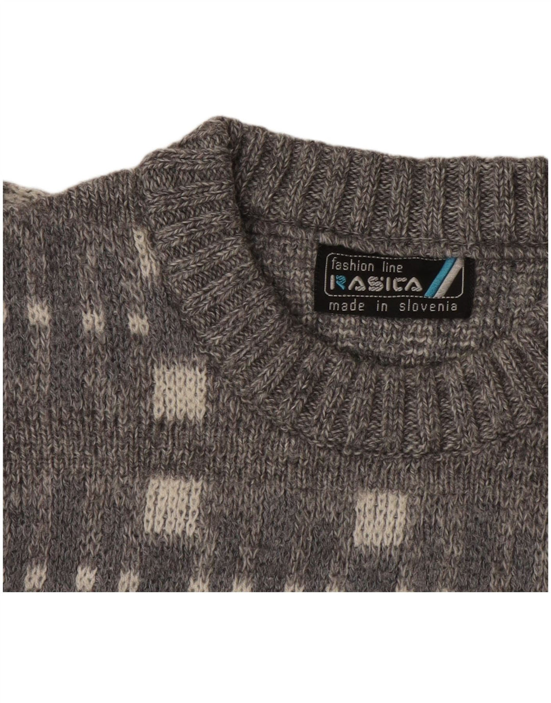 Ανδρικό πουλόβερ Rasica Crew Neck Jumper Μεγάλο Γκρι Γεωμετρικό