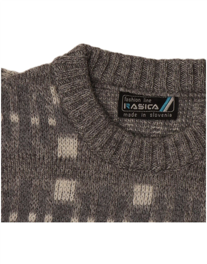 Ανδρικό πουλόβερ Rasica Crew Neck Jumper Μεγάλο Γκρι Γεωμετρικό