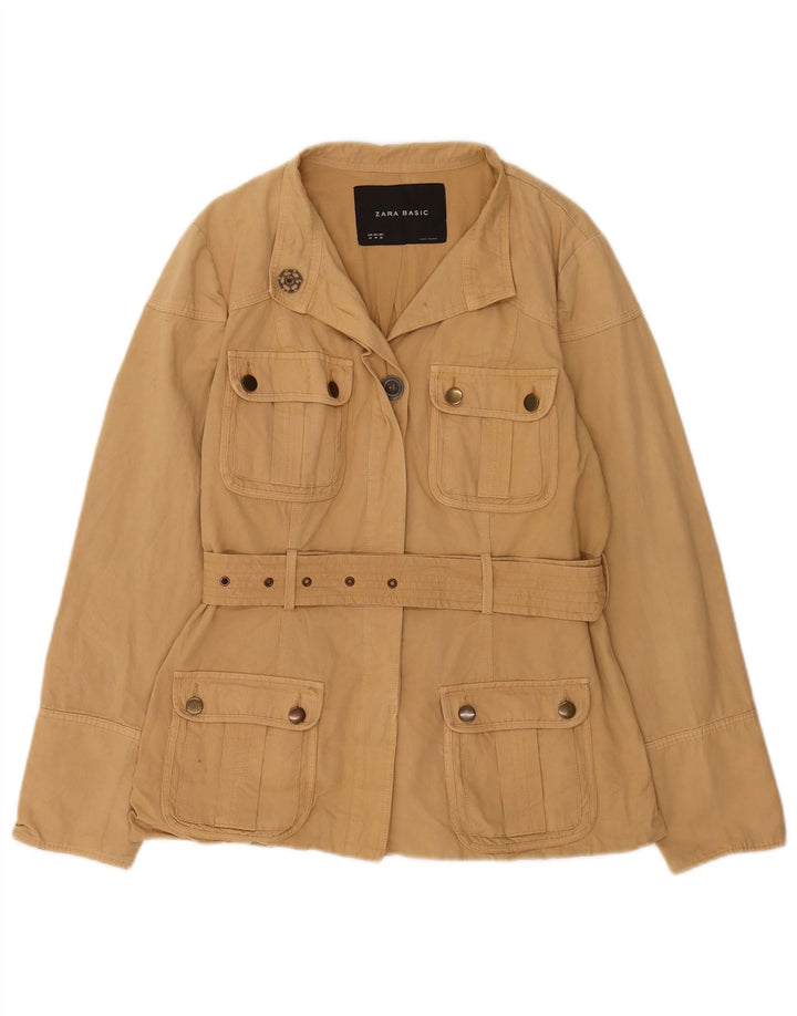 Zara Γυναικείο Utility Μπουφάν EU 42 Large Beige Βαμβακερό