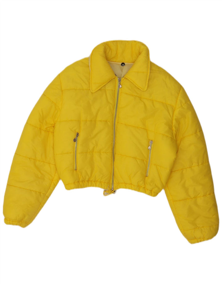 Vintage γυναικείο Crop padded Jacket UK 14 Medium Yellow