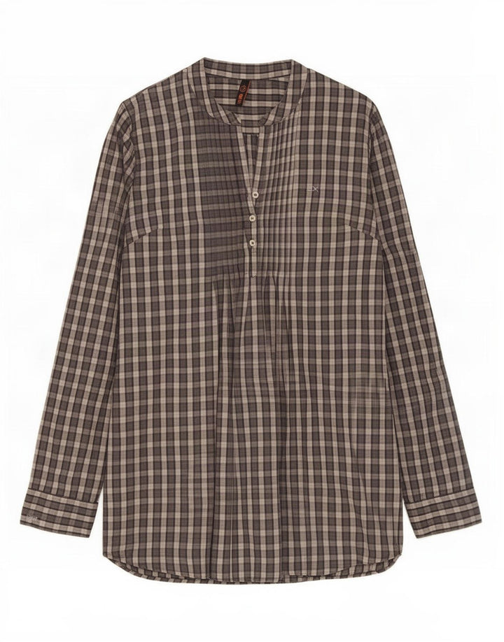 Sun68 Γυναικείο πουλόβερ Πουκάμισο UK 10 Small Grey Check Cotton