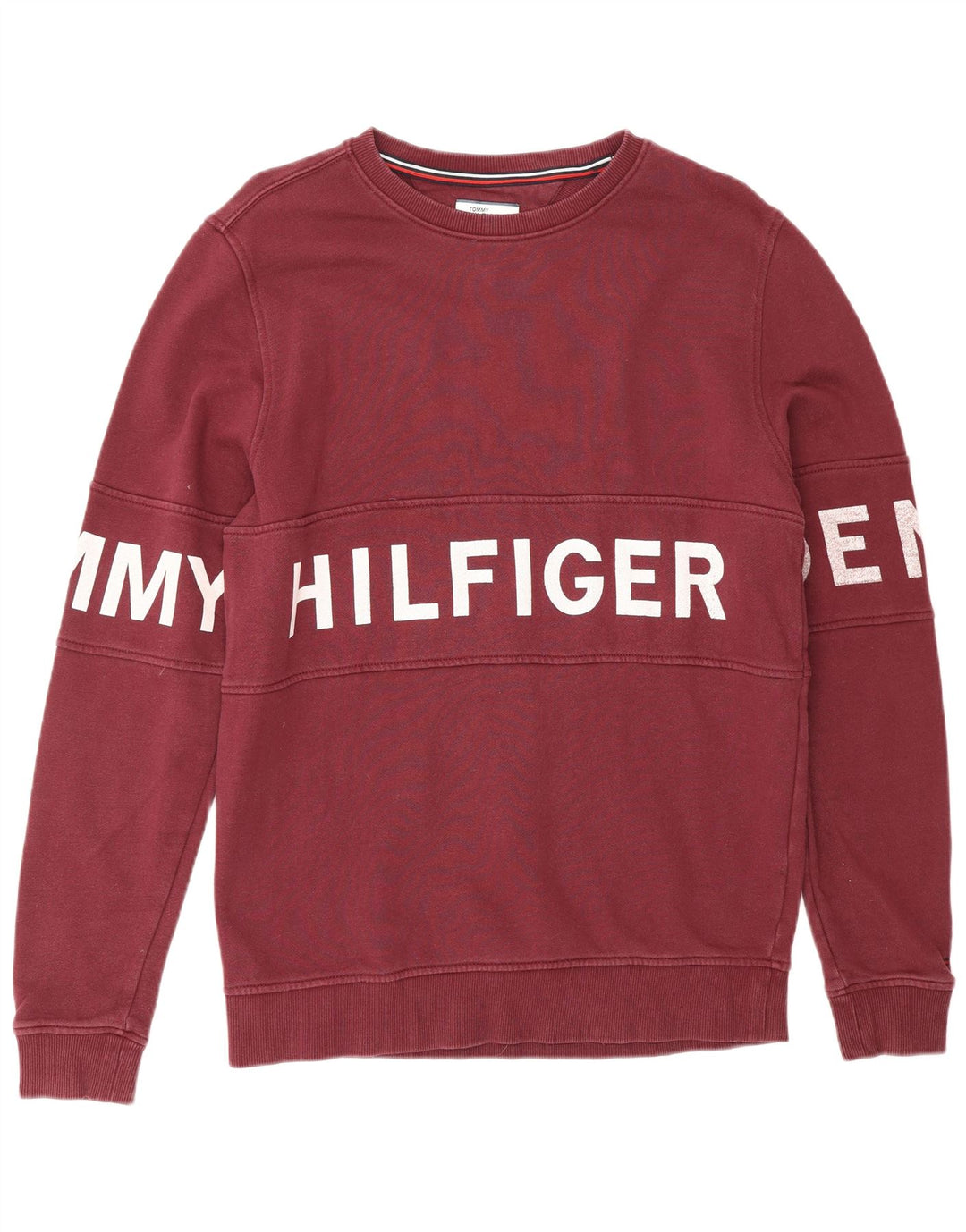 Ανδρικό γραφικό φούτερ TOMMY HILFIGER, μεσαίο βαμβακερό μπορντό