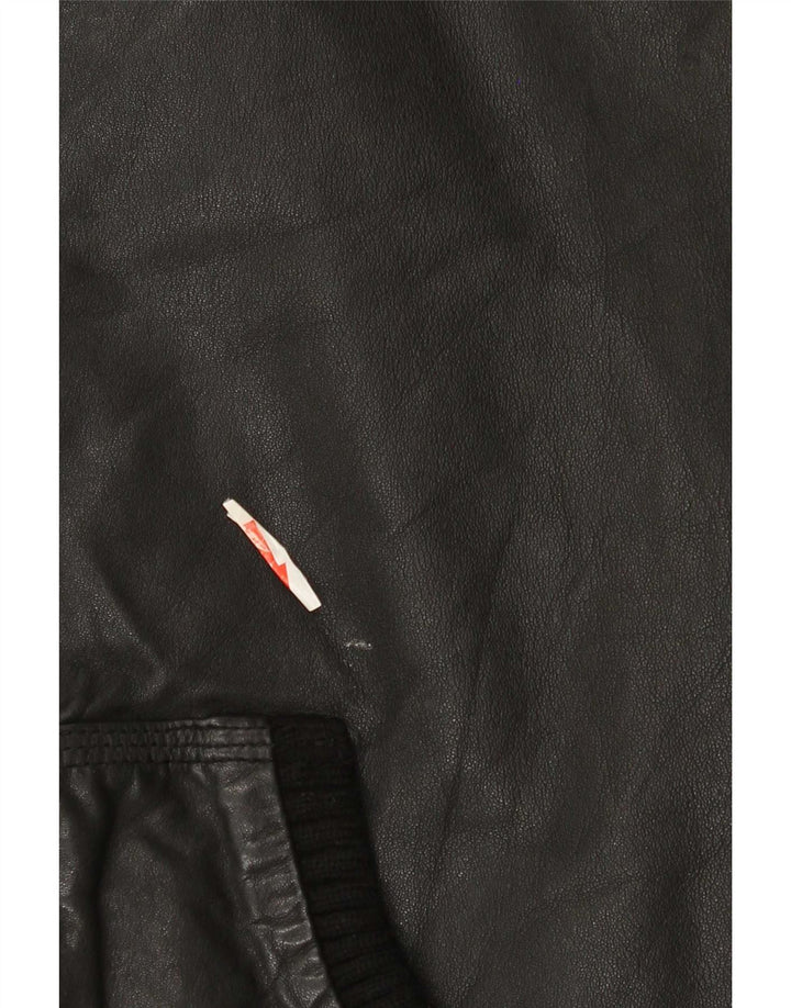 Ανδρικό δερμάτινο μπουφάν με κουκούλα Superdry UK 38 Medium Black