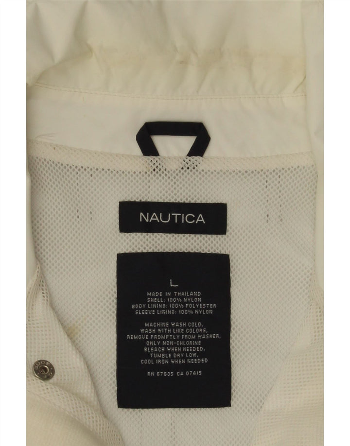 Nautica Ανδρικό μπουφάν βροχής UK 40 Large White Colourblock Nylon