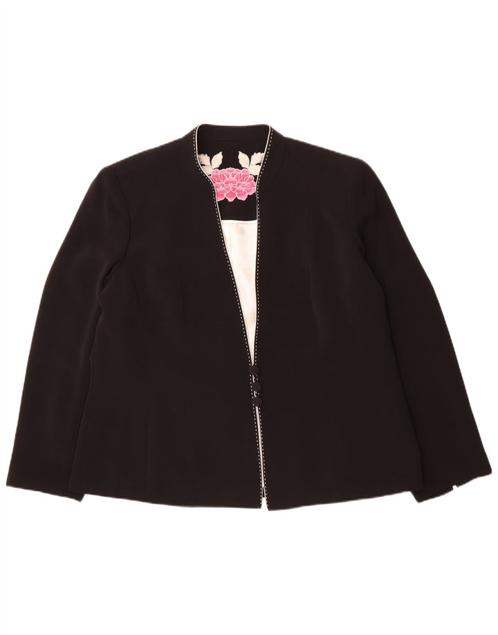JAQUES VERT Womens 3 Button Blazer Jacket UK 20 2XL Black Polyester