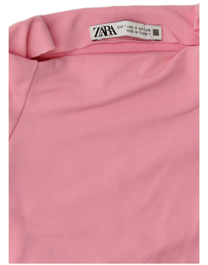 Zara Γυναικείο γραφικό T-Shirt Top UK 8 Small Pink